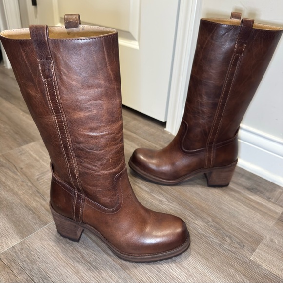 Cleo + Wolf Scout Round Toe Heeled Brown Leather Fashion Boots - Picture 3 of 13